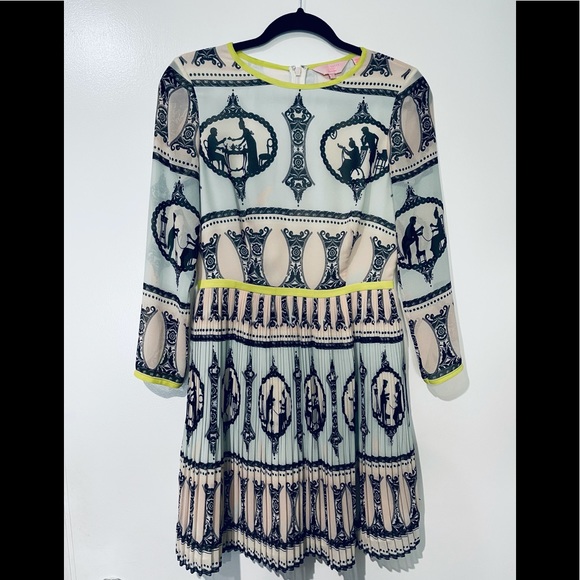 Ted Baker Hennee Printed Pleated Dress Size 1 - Picture 3 of 4